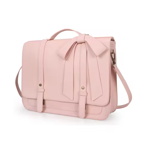 Genuine Leather Shoulder Bag Women's Messenger Bag PU Leather 14 Inch Laptop Bag Briefcase Suitable 