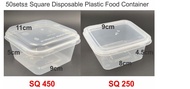 Square Disposable Plastic Food Container SQ250 / SQ450 [ 50sets± ]