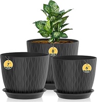 Homeuouz 3 Packs Flower Pot with Watering System, 20.3 cm/17.8 cm/15.2 cm Plant Pot with Watering Sy