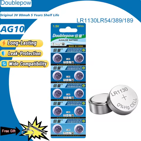 2-30pcs Doublepow AG10 Batteries LR1130 LR54 L1131 SR1130 High Capacity Button Cell Coin Battery for