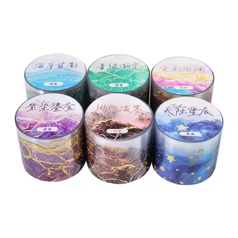 1Roll Gold Stars Sky Scrapbook Swoosh Bronzing Tape Colour Land Adhesives PET Watercolour Handbook B