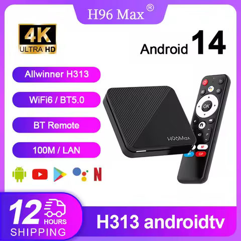 H96 MAX H313 TV Box Allwinner H313 Quad Core 4K UHD Output Wifi6 BT5.0 100M/LAN Google voice assista