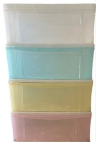 塑膠彩色儲物箱 膠櫃桶 抽屜櫃 組合式收納櫃 四層一組$90 八層兩組$150