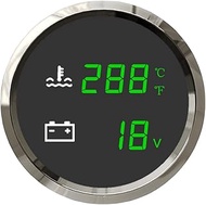 JINGERL 52mm 2 In 1 Multifunction Gauge Water Level Gauge + Water Temp Meter Or Fuel Level Voltmeter