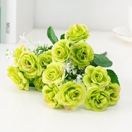 Bouquet of 15 roses Valentines Day gifts Home décor floral artificial flowers Korea roses green