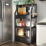 NETEL kitchen rack microwave oven rack with drawers, corner storage rack, multi-layer pot rack, iron