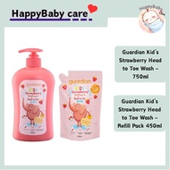 Guardian Kids Strawberry Head to Toe Wash 750ml & Refill Pack 450ml Ready Stock Malaysia
