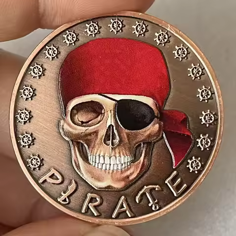 Spain Augustine Herman Commemorative Coin Souvenir Pirate Skull Flag Coin Ship Souvenir