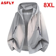 ASFLY Summer Thin Jacket Men Breathable Jacket 8XL Plus Size Fashion Casual Sunscreen Jackets Male B