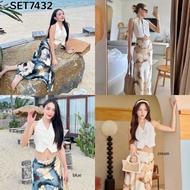 [FG] White Vest w/ Long Flower Skirt Set SET7432