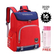 (BagShop) 2029 men's and women's fashion school bag [Free water bottle] can be used for elementary s