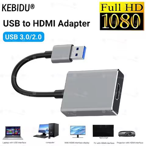 USB 3.0 To HDMI Adapter 1080P USB To HDMI Converter USB A To HDMI Cable 60Hz Audio Video Adapter for