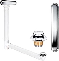 Slotted Overflow Bath Drain with Toe-Tap Stopper, with Metal Overflow Cover, Compatible with Kohler 