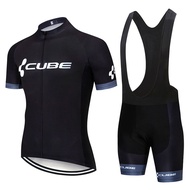 【READY STOCK】CUBE Cycling Jerseys Black Set Men Short Sleeves Road Mountain Bike Clothes