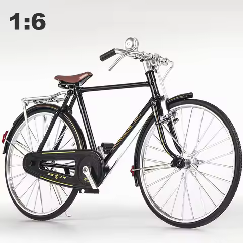 1:6 Model Alloy Bicycle Diecast Nostalgic Retro Old Times Fingertip Bikes Simulation Collection Gift