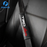 FFAOTIO For Toyota TRD Sport Leather Car Seat Belt Cover Pad Carbon Fiber Car Interior Accessories For Toyota Wish Hiace Sienta Altis Harrier CHR Vios Rush Alphard Camry RAV4 Innova