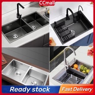 （lowest price）Sink Bowl 304 Stainless Steel Kitchen Double Single Bowl Basin Sink
