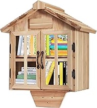 Ecoaterui Little Library Box Outdoor Free Library Kit, Double Doors Little Library Outdoor Box Stora