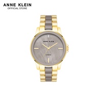 Anne Klein AK4120TPGB0000 Taupe Mother of Pearl with Diamond Dial Gold Tone Round Watch with Ceramic Band
