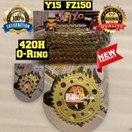 【420】Y15 FZ150 420H O-RING or RKM Gold Chain HOYO HARDEN STEEL Sprocket Combo Set