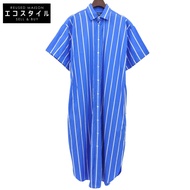 Polo Ralph Lauren 藍色條紋棉質襯衫裙，短袖，女款，S 碼