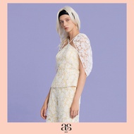 [asv rs25] Aster Cape Blouse เสื้อผู้หญิง คล้องคอ แขนเคป ซิปหลัง ผ้าลูกไม้