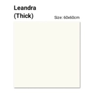 Granit merk COVE tipe Leandra (Thick) UK 60x60cm untuk lantai atau dinding warna Putih motif Polos permukaan glossy kualitas pertama 