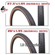 SKINWALL Small Block Tayar 30TPI MTB Bicycle Tyre 26x1.95 27.5x1.95 Skin wall tayar basikal (1pc)