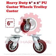 Heavy Duty 6" x 2'' PU Castor Wheels Trolley Caster