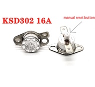 KSD301สวิตช์อุณหภูมิเทอร์โมสตัทรีเซ็ตด้วยตนเองแบบเซรามิก250V 16A KSD302 45C 150C 95C 85C 80C