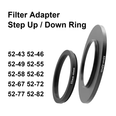 Camera Lens Filter Adapter Ring Step Up or Down Ring Metal For 52mm lens - 43 46 49 55 58 62 67 72 7