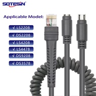 SOTESIN Curly Keyboard PS2 to Rj50 Barcode Scanner Reader Cable for Zebra Motorola Symbol LS2208/DS2