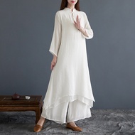 Women's Cotton Linen 2-Piece Dress Set - Ideal for Yoga & Meditation