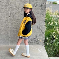 Unisex Kids Varsity Baseball Jacket (1 year - 18 years) VST C (CUSTOM INITIAL LETTERS) Button Bomber