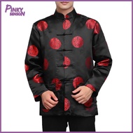 Yoewre Men Tang Suit Top Chinese New Year Top Traditional Chinese Red Tang Suit Top for Elderly Men 
