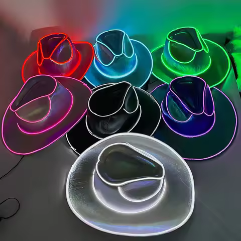 Wireless Disco Luminous Led Bride Cowgirl Hat Glowing Light Bar Cap Bachelorette Party Supplies Flas