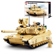 WW2 Army Tank Inspired M1A2 Abrams Tank Brick Building Set, M1A2 Main Battle Tank Military Model Toy