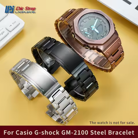 For Casio G-SHOCK GA-2100 GM-2100 Solid Stainless Steel Watch Strap Modified CasiOak GM-2100 Metal B