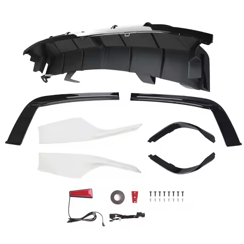 Rear Bumper Diffuser + White Corner Aprons Spats For Honda Accord 18-22 Yofer V2