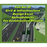 Full Set of Civil & Infrastructure Design Excel Spreadsheets for Construction Project