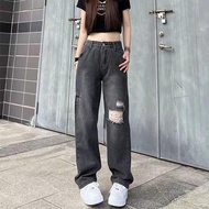 Celana Panjang Highwaist Kulot Ripped Baggy Loose - Jeans Wanita Celana Kulot Longgar Style Premium 