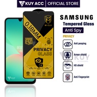 KUY – Tempered Glass ESD Anti Spy 0.18 Ultra Thin Samsung A27 5G A26 5G A25 5G A24 4G A34 5G A33 5G 