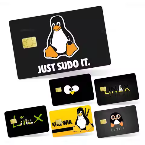 Linux Operating System Tux Penguin Anime Cartoon Sticker Film Skin For Credit Card Debit Bank Bus Ca