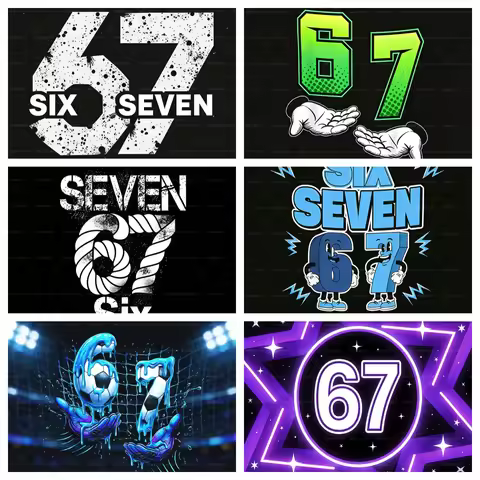 Funny 67 Meme Photo Booth Backdrop 6 7 Six Seven Birthday Party Decor Winter Holiday Background Bann