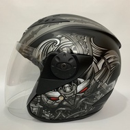 BXP Vixion Samurai Helmet (Silver) Matte Black - SNI Adult Helmet
