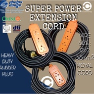 SUPER POWER EXTENSION CORD 12/2 ROYAL CORD, HEAVY DUTY RUBBER PLUG