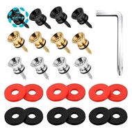 12Pcs Ukulele Guitar Strap Locks Buttons Kit Rubber Strap Blocks and Metal End Pins for Acoustic Ukulele Martin Banjo Electric Bass