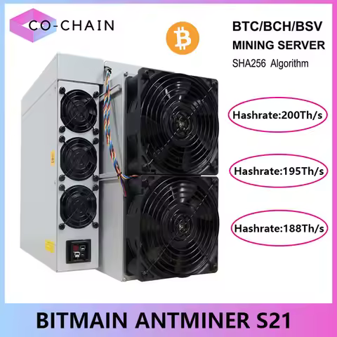 New Antminer BTC Miner Antminer S21 200Th/s 195T 188T 3550W Asic Bitcoin Miner Nitmain S21 BTC Minin