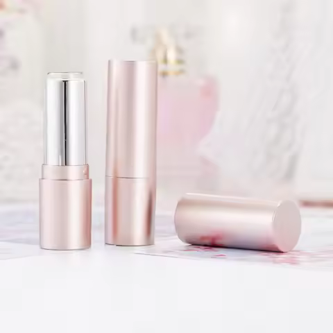 3.5g Lipstick Tube Cosmetic Jar Matte Rose Gold Round Shape Empty DIY Lip Balm Lipstick Tube 12.1mm 