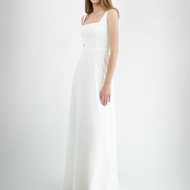 Modest wedding dress with square neckline Long bridal gown EVITA